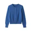 Cardigã de Tricô Curto com Gola Redonda e Fio para Mulheres, Suéter Fino de Lã, Jaqueta Top de Cor Sólida Pequena, Novo Estilo Outono/Inverno, Slim Fit Feminino