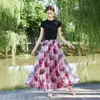 26 Nova Saia Estampada Estilo Boho Resort Europeu e Americano Primavera/Verão com Barra Larga para Mulheres