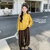 Sudadera Elegante para Niñas Otoño Estilo Coreano Conjunto Estilo Deportivo Ropa Infantil Bebé Niña Estilo Coreano Casual Top Amarillo