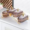 Plato de Frutas Secas de Lujo Ligero, Plato de Snacks para el Hogar de Lujo Ligero, Estante de Hierro, Plato de Snacks para Hotel Comercial, Plato de Frutas Dividido
