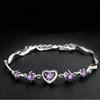 Encanta nuevo brazalete de plata 925 chapada para mujer coreano accesorio dulce brazalete de amatista con forma de corazón joyería al por mayor