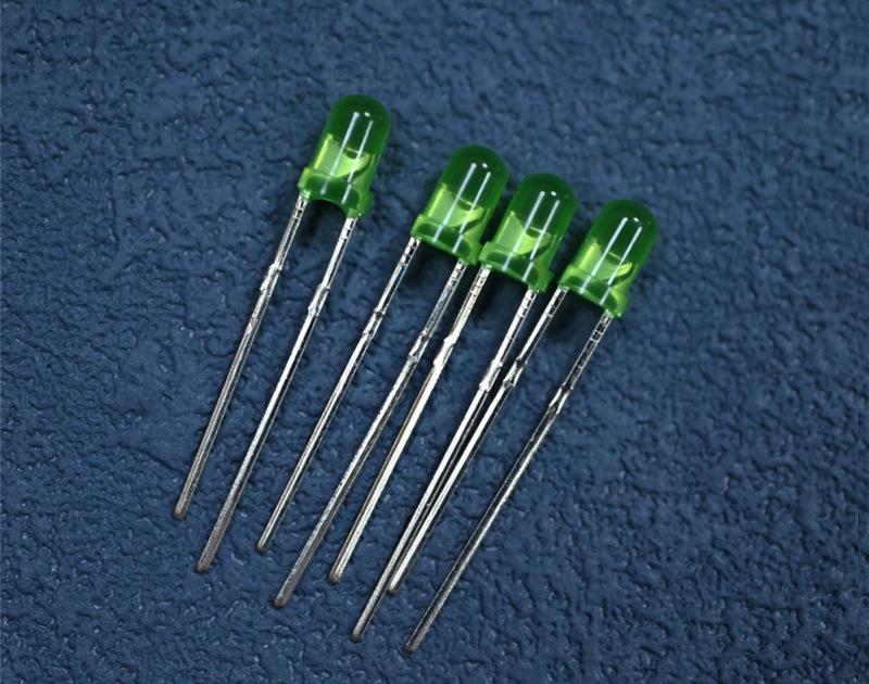 浙江3mm翠绿色发光二极管短脚超高亮度f3插件绿色信号指示绿光led灯珠生产厂家