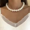 Collar Francés Apilado con Corazón de Perlas y Diamantes Completos, Elegante Collar Multicapa con Perlas de Imitación en Forma de Arroz, Joyería Transfronteriza Europea y Americana para Mujeres