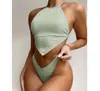 Traje de Baño de Dos Piezas Estilo Banda para la Barriga Personalizado para Mujer, Bikini de Color Sólido con Costilla Pequeña, Estilo de Dos Piezas Sexy de Amazon