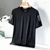 Comercio Exterior Transfronterizo Camiseta de Manga Corta de Seda de Hielo para Hombre Verano Delgado Secado Rápido Malla Deportiva Top de Media Manga Casual Elástico