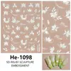 Redanco nuevo 5D relieve en concha de viento ligero pequeño flor silvestre pegatinas de uñas pegatinas de uñas estéreo He-1099