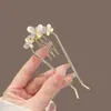 Horquilla China en Forma de U Súper de Hada, Nueva Horquilla Doble de Perlas en Forma de U Estilo Chino, Accesorio para el Cabello Hanfu Estilo Antiguo, Horquilla Simple y de Alta Gama para Mujeres