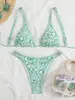Comercio Exterior Nuevo Bikini Dos Piezas Estampado de Tres Puntos Espalda Descubierta Europea y Americana Transfronterizo Traje de Baño