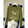 Camiseta branca de algodão de bambu de manga longa para mulheres, nova coleção outono 2026, top casual versátil elegante, camiseta básica de gola redonda