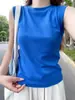 Camiseta Básica Minimalista Lisa Slim Fit Gola Redonda para Mulheres, Camiseta Regata Versátil para Camadas de Primavera e Outono
