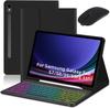 Teclado Bluetooth para Samsung Tab S9 FE 10.9 S7/S8/S9 11, funda de cuero con teclado retroiluminado colorido