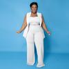 Amazon Comercio Exterior Transfronterizo Mujer chica gordita Color Sólido Ajustado Talla Grande Mujer Europeo y Americano Mujer Traje de Verano de Tres Piezas