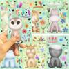 8 Pegatinas Decorativas Impermeables de PVC para Niños, Serie de Animales Africanos de Dibujos Animados Originales, Collage de Cambio de Rostro Rinoceronte Koala