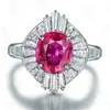 Anillo Popular Nuevo de Joyería de Plata Transfronterizo Anillo Creativo Incrustado con Rubí Anillo de Lujo Simple y Exquisito para Mujer Europeo y Americano