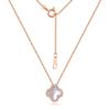 Collar Pequeño de la Suerte de Plata de Ley 925 para Mujer, Lujo Ligero de Alta Gama, Cadena para Clavícula con Colgante de Trébol de Cuatro Hojas de Nácar Natural