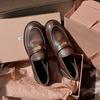 Piel de Vaca de Primera Capa, Piel de Poni, Cuero de Primera Capa, Zapatos Pequeños de Cuero Mismo Estilo, Zapatos Retro, Tacón Grueso, Suela Gruesa de Moneda, Mocasines, Color Pulido