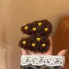 Pinza para el pelo de felpa con bloqueo de color amarillo en forma de corazón, estilo coreano, dulce y linda, para otoño e invierno, para mujeres, pinza para flequillo, pasador, accesorio para el pelo Melard
