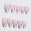 Unhas Europeias Francesas Usáveis Unhas Postiças Formato Amêndoa Banhadas a Prata Unhas Usáveis Simples Atacado de Unhas Arte de Unhas Peças para Unhas