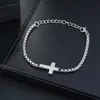 Pulseira de corrente com pingente de cruz em aço titânio, estilo minimalista europeu e americano, unissex, simples e elegante, adequada para casais, joia de corrente versátil e moderna
