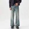 Ropa de Hombre Fengshe / Jeans Rectos Lavados Estilo Retro Americano para Hombre, Corte Holgado, Ligeramente Acampanados, Casual y Moderno