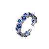 Anel Aberto Azul Forma de Ovo Fundo de Cobre Cravejado com Zircônia Diamante 5A Anel Feminino Nicho Luxo Leve Lindo Anel Europeu e Americano