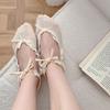 Calcetines Invisibles para Mujer, Calcetines Cortos de Algodón Peinado con Lazo Estilo Ballet, Calcetines para Zapatos de Ballet Mary Jane para Verano