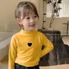 Y2015 # Camiseta Térmica Base para Niñas, Nuevo Estilo de Invierno, Elegante Top de Otoño con Cuello Semi Alto para Niños Mayores, Ropa Interior para Niñas Pequeñas.