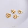 Pacote 14K Cor Dourada Real Preservação Auspicioso Paz Ruyi Fortuna Fortuna Redondo Marca Pingente Pulseira Pulseira Joia Pingente Pequeno