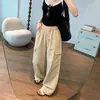Calça de trabalho verde militar, 100% algodão, estilo unissex, nova coleção primavera/outono, casual, cor sólida, corte solto, cintura alta, calça de perna reta