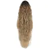 Coleta Sintética Estilo Europeo y Americano para Mujer, Cabello Largo Rizado Ondulado, Rizado Tipo Maíz Esponjoso, Coleta con Pinza de Garra, Fibra de Alta Temperatura