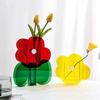 Fábrica de Origen Vidrio Orgánico Personalizado Florero de Jardinería Colorido Transparente Acrílico Lindo Amarillo Florero Contenedor