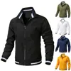Jaqueta Masculina de Cor Sólida Outono Inverno Zíper Longo Manga Tricotada Forro de Lã Fina Top Tendência Casaco Suéter Tamanho Plus Masculino