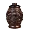 Frasco de Almacenamiento Sólido de Madera de Ébano Tallada, Recipiente para Té con Tallado de Dragón, Artesanías de Madera para Decoración de Sala de Té, Frasco de Almacenamiento con Patrón de Dragón