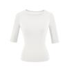 Outono 2025 Camiseta de Caxemira de Manga Média com Gola Redonda Feminina Temperamento de Garota Quente Nova Mais Fácil de Combinar Camiseta Top para Usar por Baixo Slim