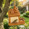 Casa de ardilla creativa para pájaros, alimentador de pájaros, jardín, patio, balcón, jardín, alimentación, manualidades de resina, decoración