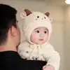 Gorro infantil para otoño e invierno, gorro de felpa cálido y grueso con protección para las orejas, gorro de lana tejido a prueba de viento, lindo, para niños y niñas