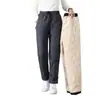 Pantalones de algodón para hombre, talla grande, cortavientos e impermeables para invierno, forrados de forro polar de borrego, adecuados para deportes al aire libre y uso casual, venta al por mayor