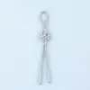 Nó Mandala de Cor Sólida com Ponta de Borracha, Cordão Decorativo com Pingente de Algodão Reciclado 13cm, Pingente de Chaveiro Tecido à Mão
