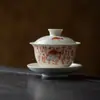 Tigela com Tampa de Cerâmica Artesanal Mi Yan Esmalte Soda Poesia Três Talentos Tigela de Chá Grande Doméstica Filme de Abertura Pode Levantar Kung Fu