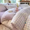 Novo Conjunto de Quatro Peças de Cama de Veludo Leite Desenho Animado 2025 Outono e Inverno Espessado Lençóis e Fronhas de Veludo Coral Roupa de Cama com Forro de Lã