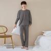 Pijama de Casal Pulôver de Algodão Puro Manga Longa para Outono e Inverno, Gola Redonda, Caimento Solto, Adequado para Homens e Mulheres, Pode Ser Usado Fora de Casa, Loungewear Simples