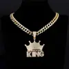TEMU Cadena Colgante Hip Hop Popular Corona de Diamantes Letra Rey Cadena Cubana de Aleación En Stock Venta al por Mayor