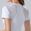 Promoção Principal Primavera/Verão 2026: Top Esportivo de Fitness para Yoga com Gola Redonda, Painel de Mesh, Respirável, Secagem Rápida, Manga Curta, Ajuste Colado, Camiseta Elástica