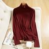 Camiseta de cuello alto fina de malla para debajo de la ropa, elástica, simple, top T-shirt, nuevo de invierno, color liso, corte ajustado, ropa interior, ropa exterior para mujer