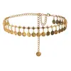 Cadena de cintura de metal con borlas estilo bohemio para mujer, accesorio de cintura de cadena de monedas vintage, decoración de cintura versátil para chicas a la moda