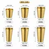 Taza de doble capa estilo coreano de acero inoxidable 304 transfronteriza con patrón de diamantes dorados, adecuada para restaurantes de barbacoa, vasos de jugo y tazas de té de restaurante
