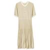 Elegante y Sofisticado Vestido de Verano Nuevo con Estilo Inspirado en Chanel, con Cintura Ceñida, Efecto Adelgazante, Diseño de Longitud Media y Falda Plisada