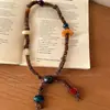 ¡Versátil! Collar de Lana con Ensamblaje de Cuentas Tejidas para Mujer Otoño e Invierno 2025 Nuevo Nicho Único Accesorios de Cadena para Suéter