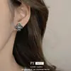 Brincos de prata de pino transfronteiriços com diamantes e design de flor de trevo, luxo leve e sensação de alta qualidade, brincos versáteis com design de nicho, acessórios de ouvido versáteis