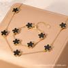 CDD duas peças japonês e coreano doce moda simples dupla face fritillary cinco folhas trevo pulseira colar terno vendas diretas